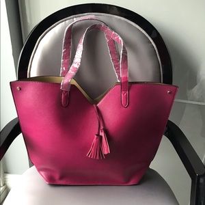 Neiman Marcus Magenta Pink Faux Leather Tote